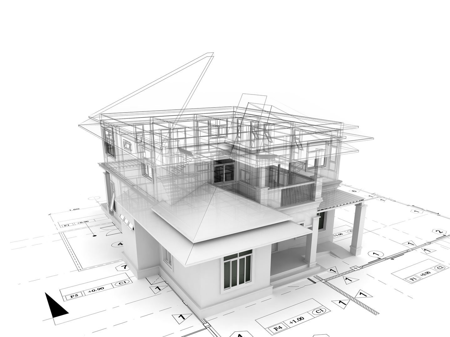 3d render of house on plan